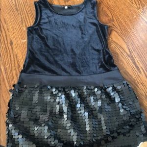 Black velvet dress with sequence skirt